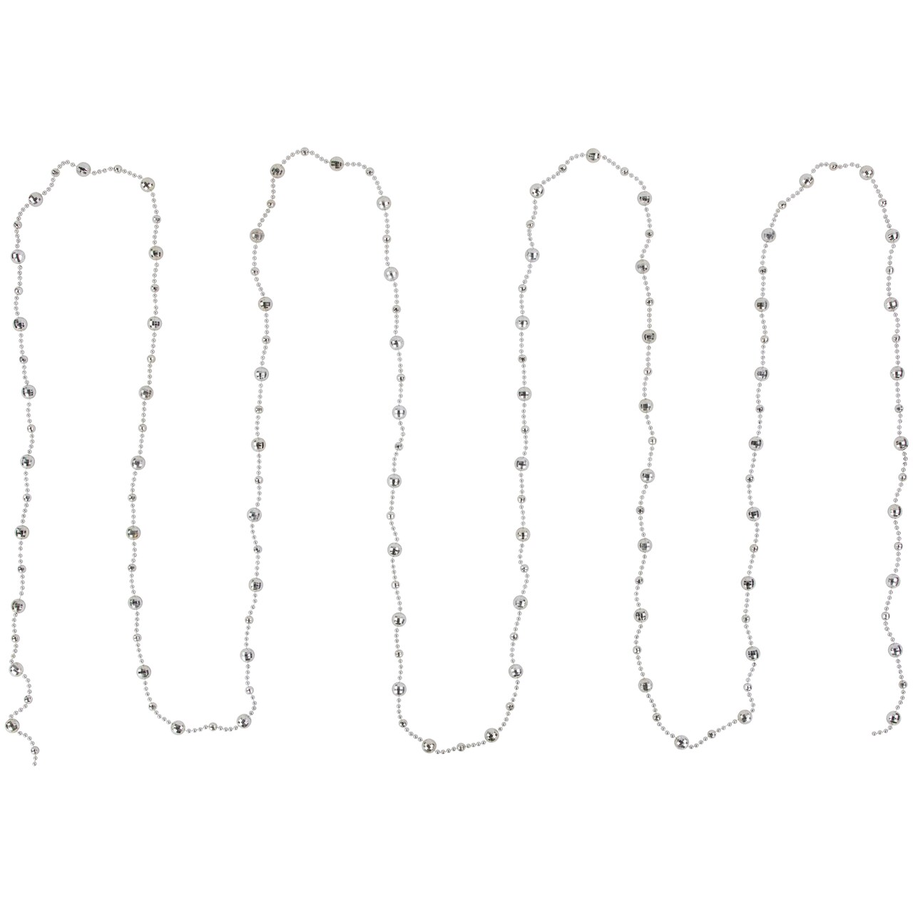 Northlight Shiny Mirrored Disco Ball Beaded Christmas Garland - 15' x .5" - Silver - Unlit